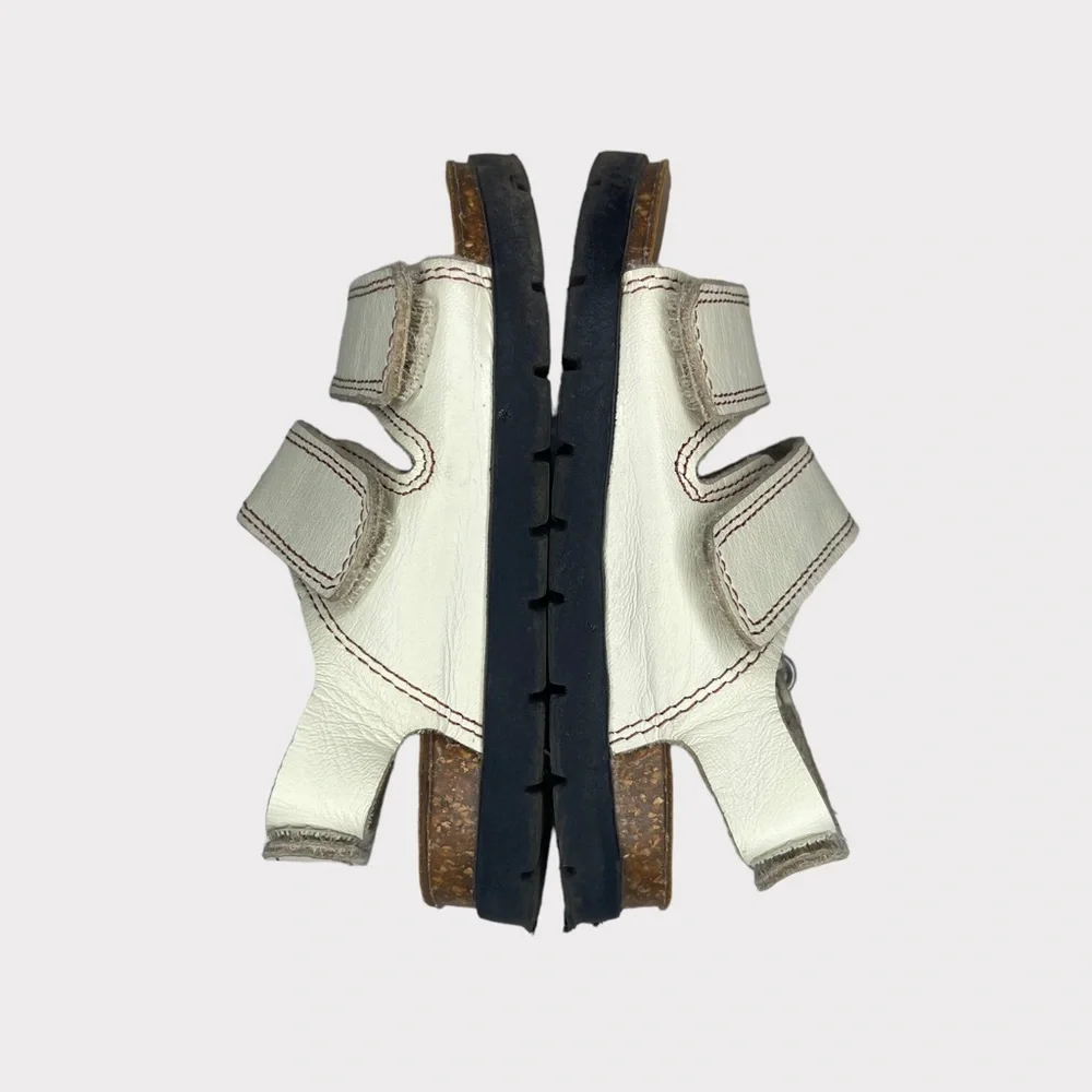 Zara 3 Hook & Loop Strap Cream Sandals